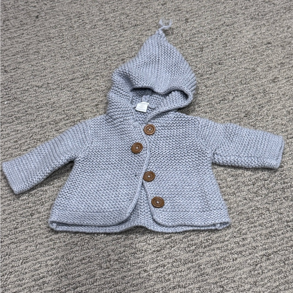 ☀️Nordstrom Baby Cozy Gray Knit Baby Cardigan with Hood
